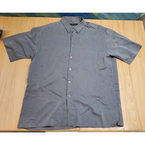 Bugatchi short sleeve button down XL Rayon Casual Shirt Intricate Gray Pattern